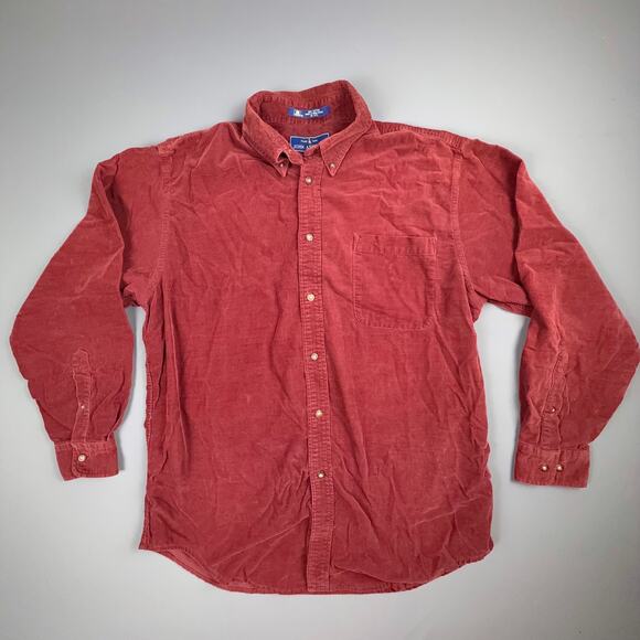 Vintage John Ashford Corduroy Button Up Mens Medium Maroon Classic Boho - Picture 1 of 6